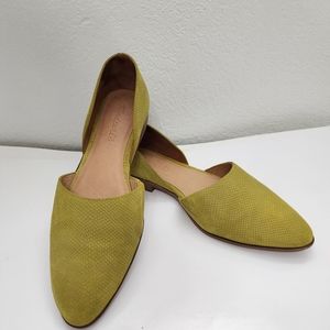 Madewell Marisa d'Orsay Flat in Green Lizard Embossed Suede Size 7.5